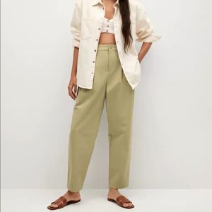 Mango pleat straight trousers (sand)
